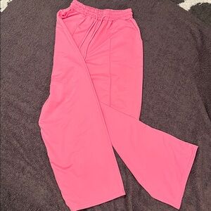 Bright Pink loose fit elastic waist side pockets  rayon blend pants